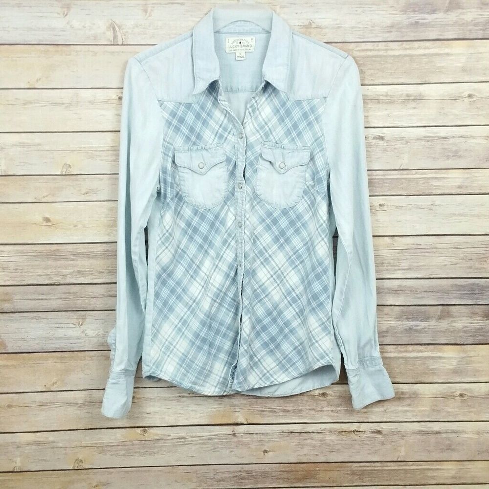Lucky Brand Plaid and Denim Shirt Size Small